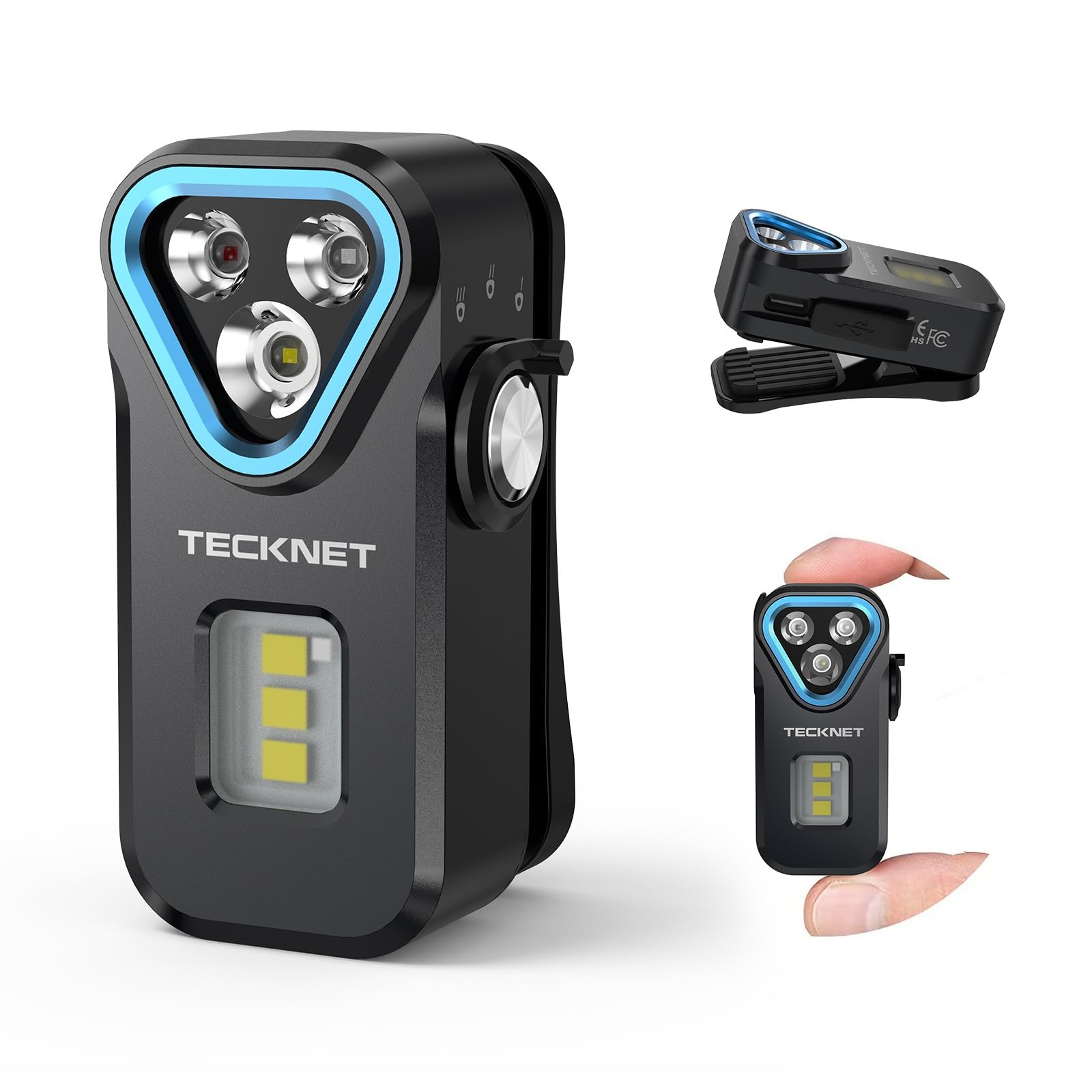 TECKNET EDC Flashlight Clip-on Light, Rechargeable Mini Pocket Flashlight | 650 Lumens, 7 Lighting Modes, Magnetic Flash Ligh