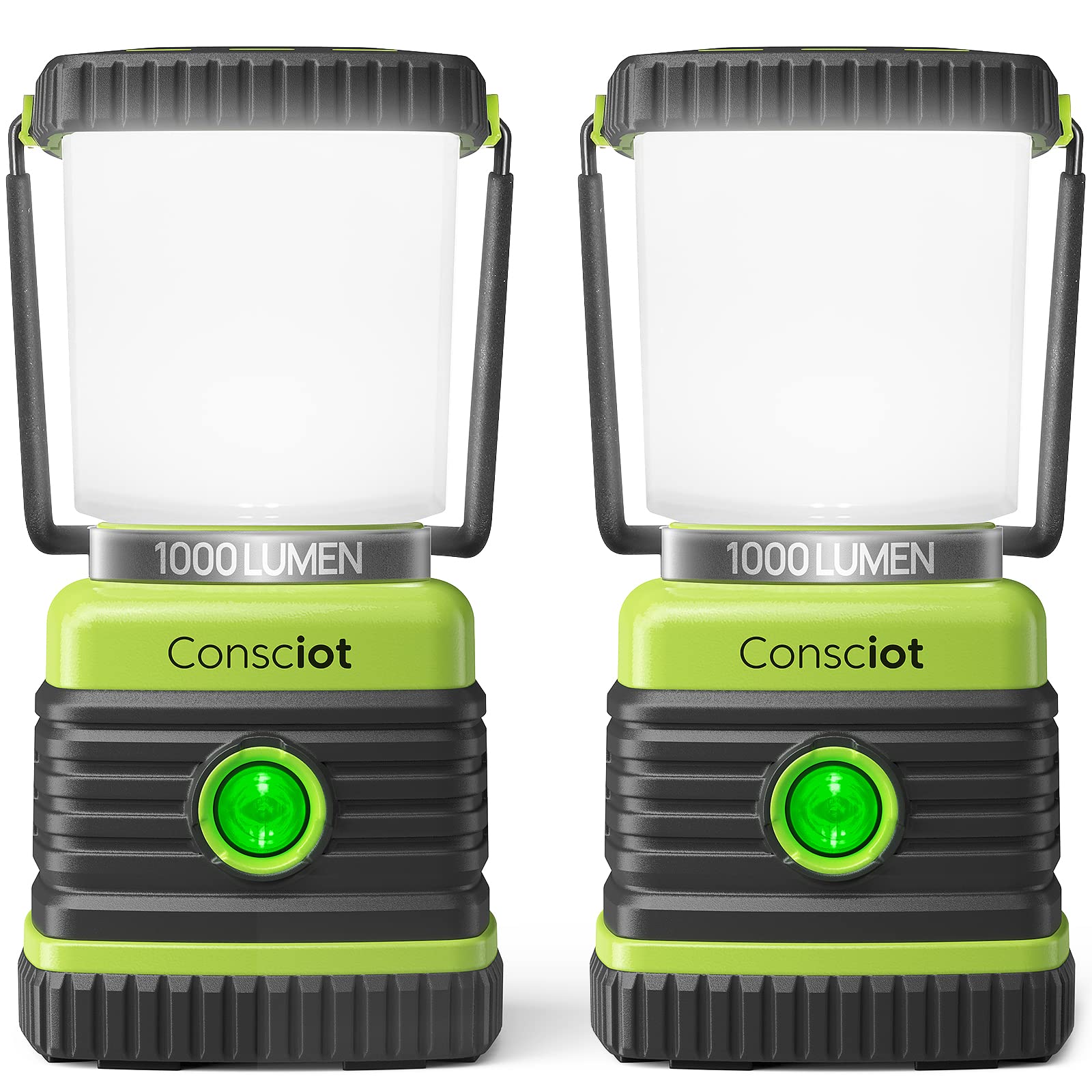 Consciot 1000LM Battery Powered LED Camping Lantern, 4 Light Mode, Dimmable | IPX4 Waterproof Camping Lights; Portable Fla...