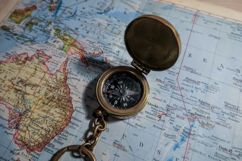 EDC compass on a map for backup navigation