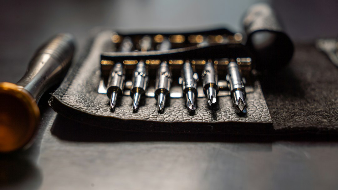 A bit set of Philips bits for a electronics screwdriver set.