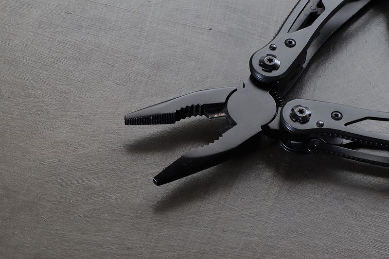 multitool pliers showing metal gear that needs winter maintenance